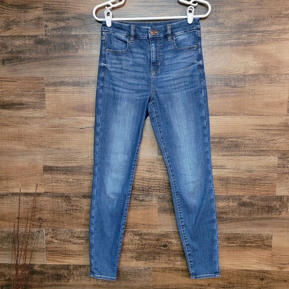 American Eagle Jeans 4 R Next Level Stretch Hi Rise Curvy Jegging Medium Light - Picture 1 of 11